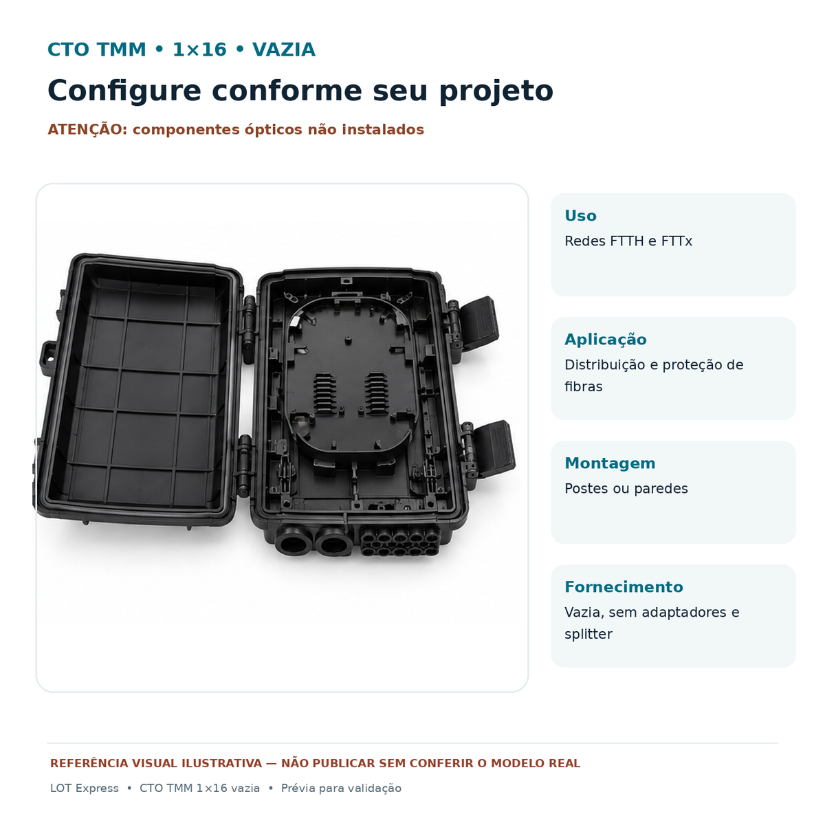 CTO CAIXA TERMINAÇÃO DUPLA TRAVA 1X16 VAZIA TMM