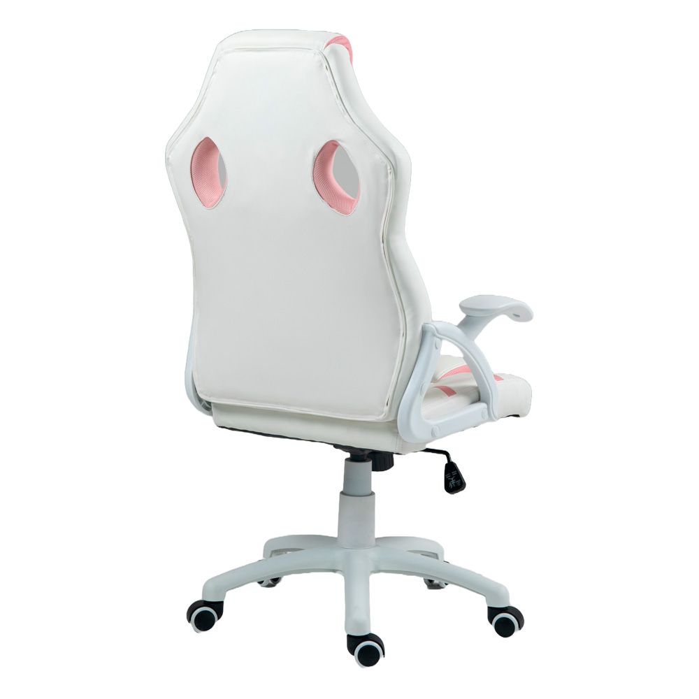 CADEIRA GAMER DX9002 BRANCO C/ DET. EM ROSA DUEX