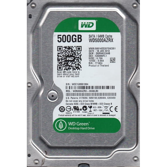 HD 500GB 3.5 7200RPM WD5000AZRX WESTERN DIGITAL