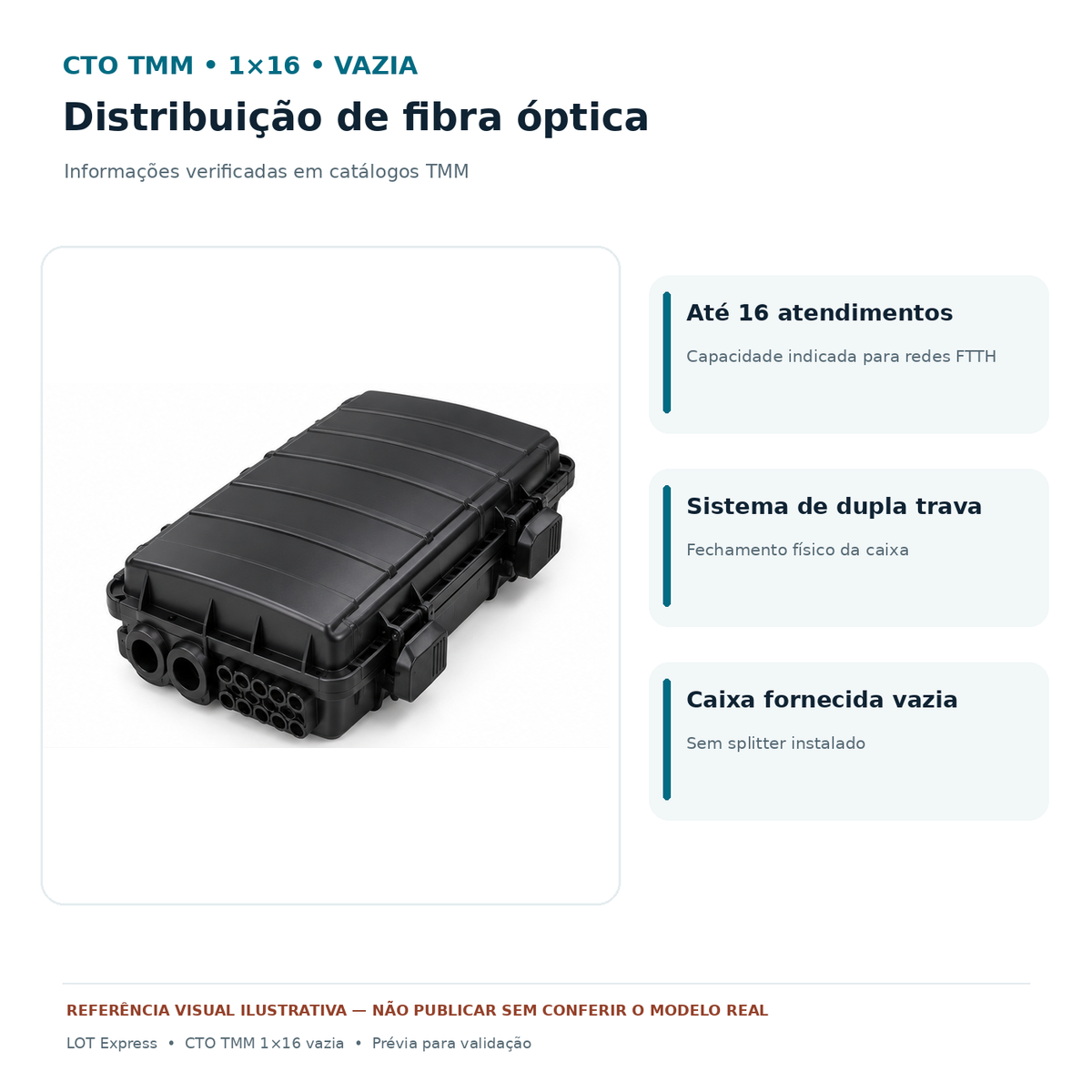 CTO CAIXA TERMINAÇÃO DUPLA TRAVA 1X16 VAZIA TMM