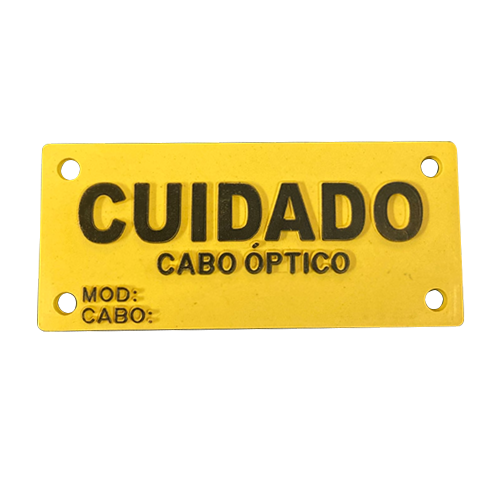 PLAQUETA IDENTIFICAÇÃO AMARELA 4 FUROS PRA