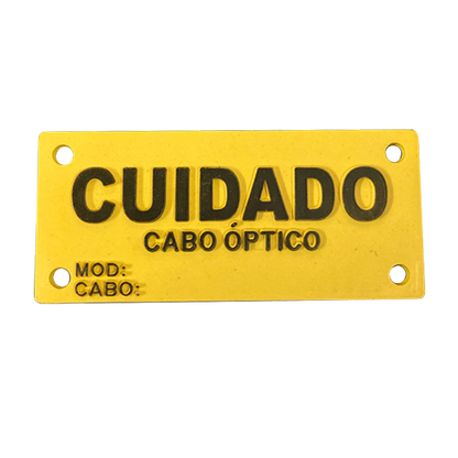 PLAQUETA IDENTIFICAÇÃO AMARELA 4 FUROS PRA