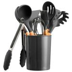 CONJ. UTENSILIOS COZINHA SILICONE 12PC UNION PRETO