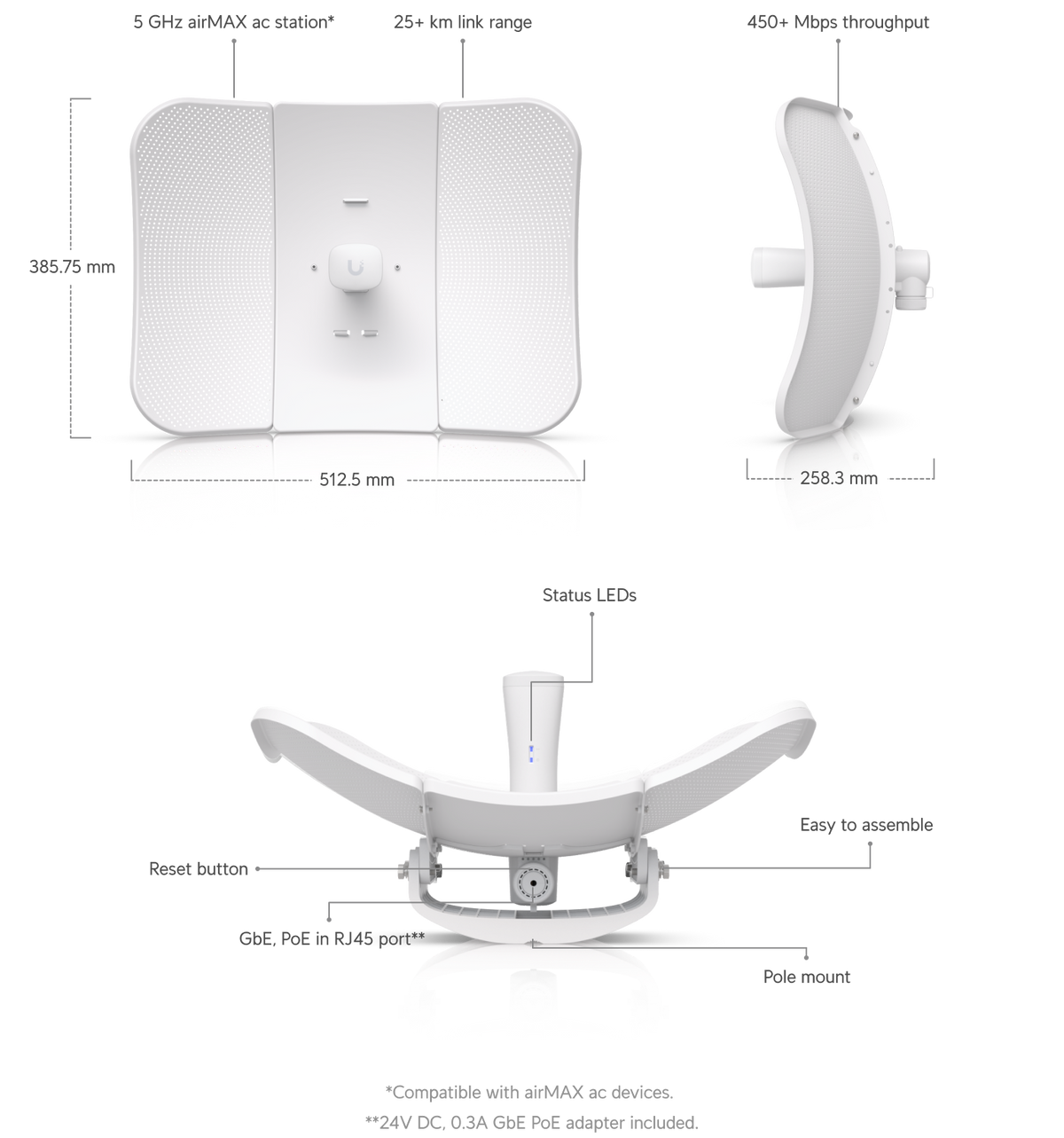 LBE-5AC-LR LITEBEAM 26DBI 450MBPS - UBNT
