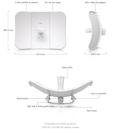 LBE-5AC-LR LITEBEAM 26DBI 450MBPS - UBNT