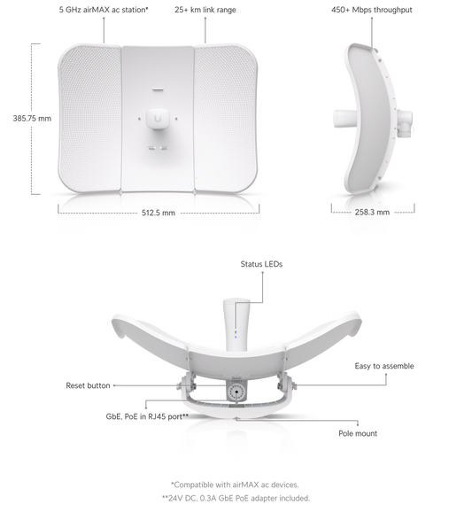 LBE-5AC-LR LITEBEAM 26DBI 450MBPS - UBNT
