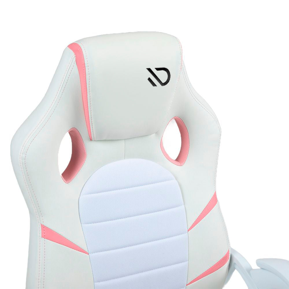 CADEIRA GAMER DX9002 BRANCO C/ DET. EM ROSA DUEX
