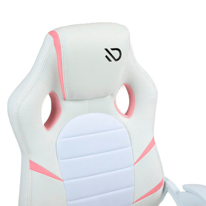 CADEIRA GAMER DX9002 BRANCO C/ DET. EM ROSA DUEX