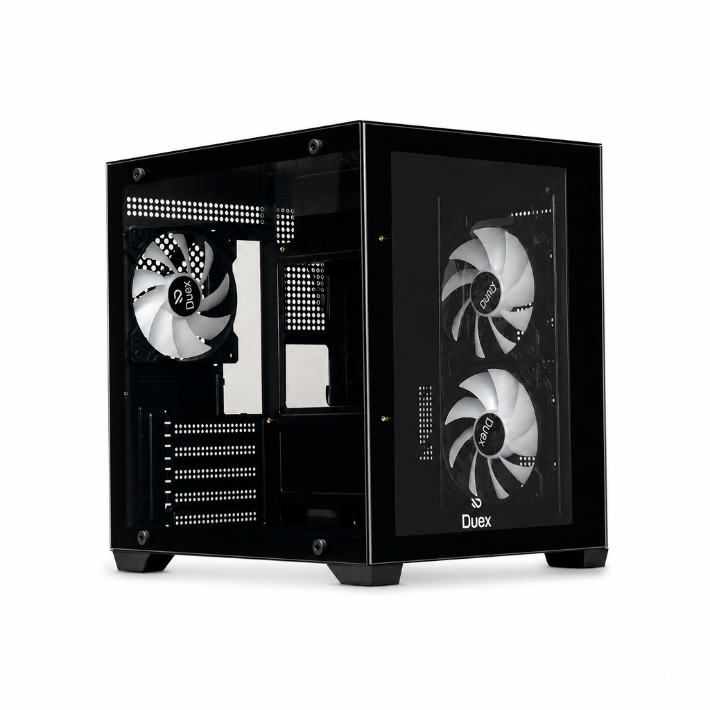 GABINETE DXGA275BK C/ LOGO 3 FANS RGB DUEX