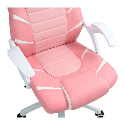 CADEIRA GAMER DX9002 ROSA C/ DET. EM BRANCO DUEX