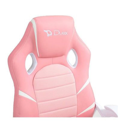 CADEIRA GAMER DX9002 ROSA C/ DET. EM BRANCO DUEX